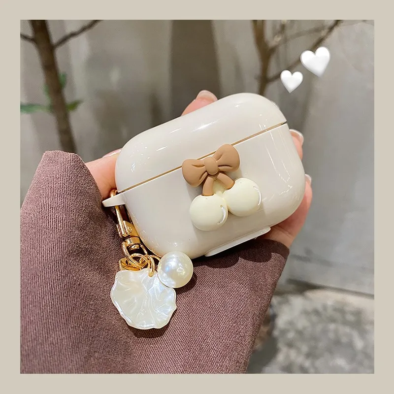 

Чехол для наушников Cherry Bowtie для AirPods1 2 3 Pro, милые девушки, полная Защита, Чехол для наушников, аксессуары с подвесками