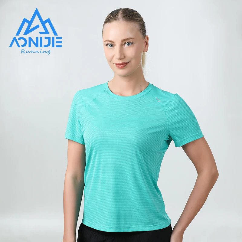 AONIJIE FW5135 Women Female Lightweight Quick Drying Sports T-shirt Round Collar Short Sleeve Tops For Running Gym Leisure