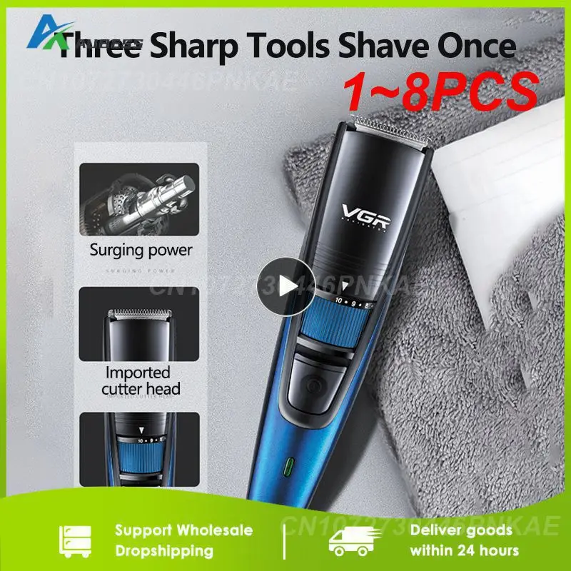

1~8PCS Hair Trimmer Professional Hair Cutting Machine Rechargeable Hair Clipper Cordless Haircut Barber Trimmer for Men V-052