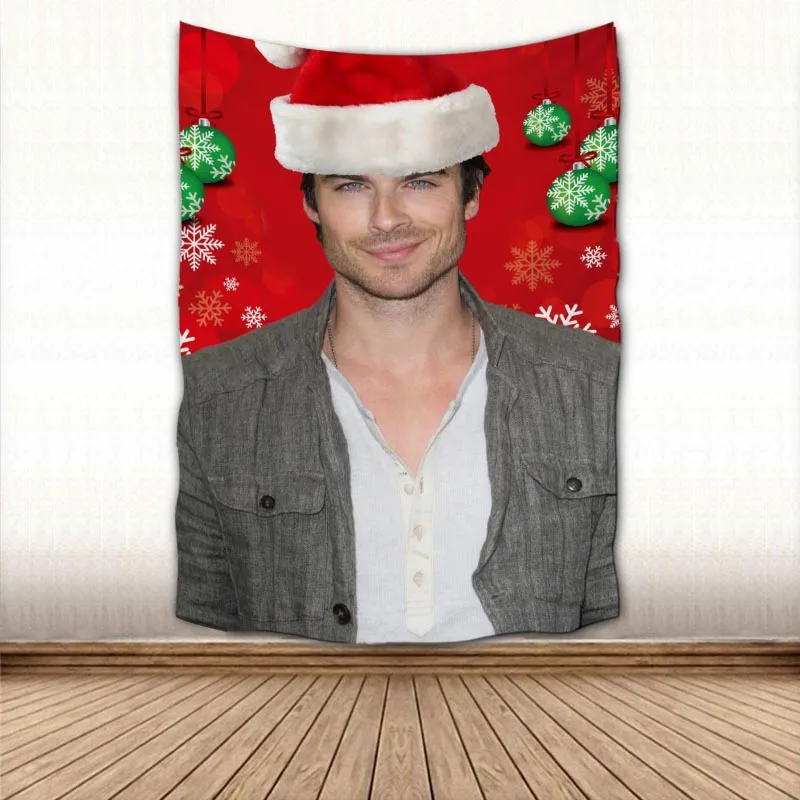 

Custom Ian Somerhalder Tapestry Colorful Psychedelic Decorative Carpet Wall Fabric For Room Tapestries Accessories 9.5