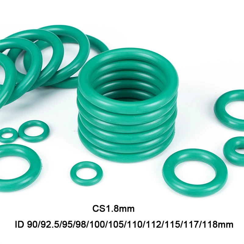 

2Pcs/lot Green FKM Fluorine Rubber O-Ring Oil Sealing Gasket CS1.8mm ID 90~118mm O Ring Seal Gasket Rings Fuel Washer