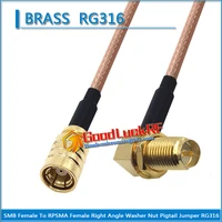 1x smb female to rpsma rp sma rp sma female 90 degree right angle washer o ring bulkhead panel nut pigtail jumper rg316 cable