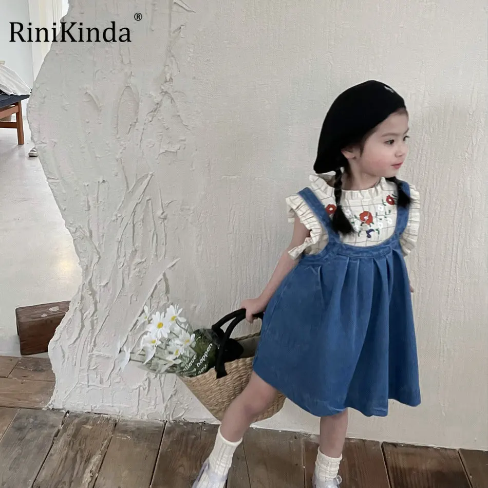 

RiniKinda Girls Summer Blouse 2022 Girls Tops and Blouses Cotton Embroidery Sleeveless Shirt for Girl Shirts Children Clothing