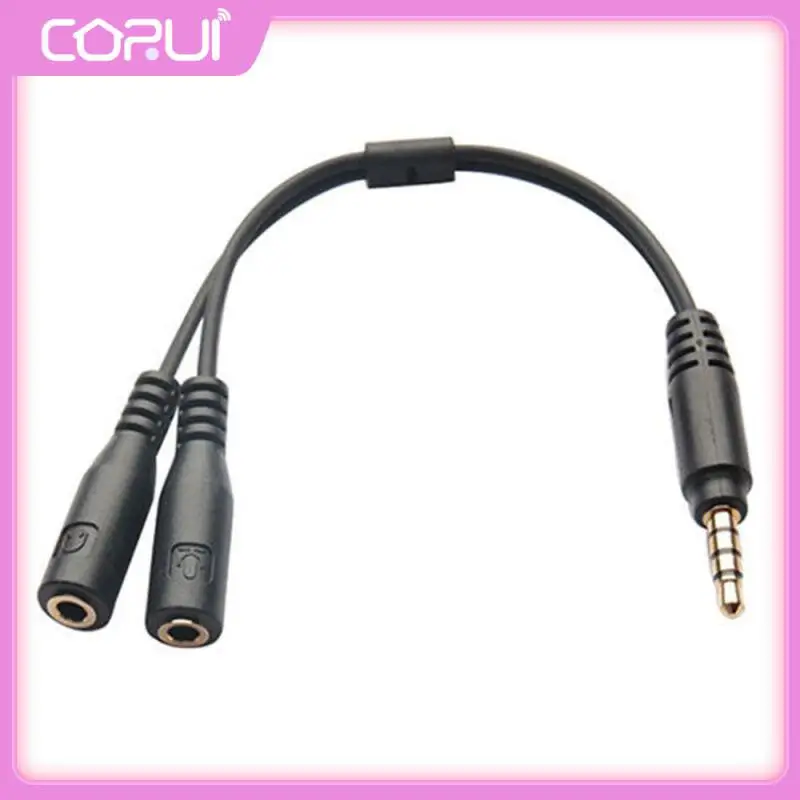 

Stereo Audio Golden Connector Black Charger Adapters Portable Splitter Male To 2 Female Or Xiaomi Mobile Phone Accessories 3.5mm