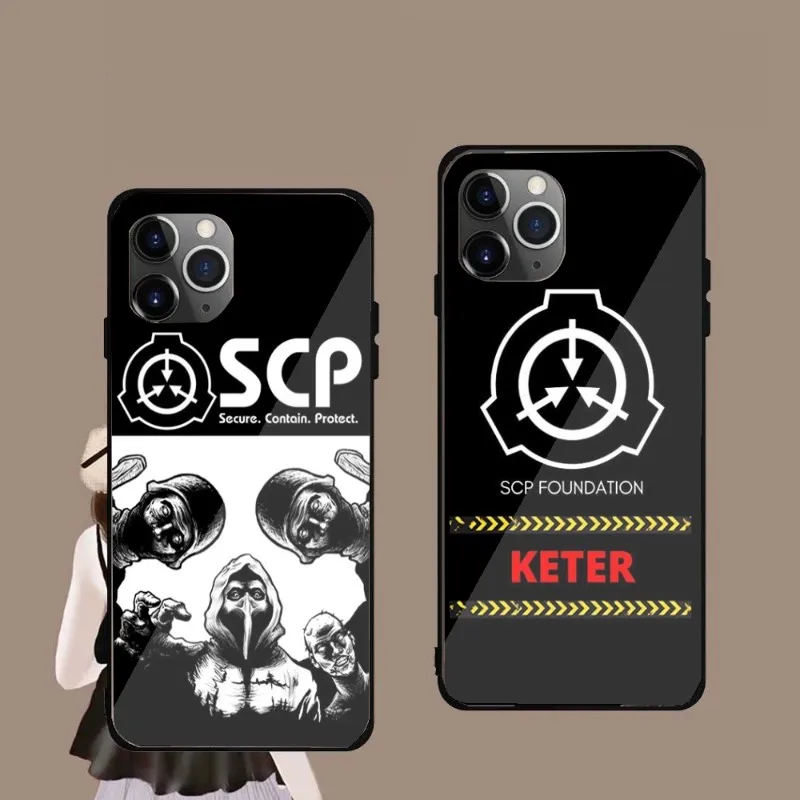 

Специальный чехол Scp для телефона IPhone 14, 13, 12, 11, XS, X, 8, 7, 6 Plus, Mini Pro Max, SE 2022, черный стеклянный чехол из поликарбоната и ТПУ для телефона