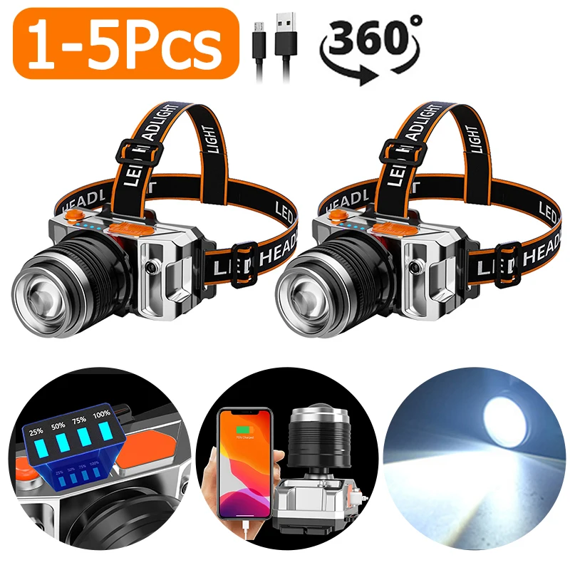 

Фонарь налобный Аккумуляторный с зарядкой от USB, 1-5 шт.