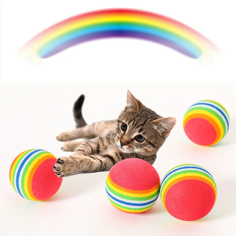

Rainbow Bouncy Ball Cat Toys Throwing Interactive Pet Accessories Cleansing Teeth Self-Hi Yarn Fashion and Funny Dog Supplies