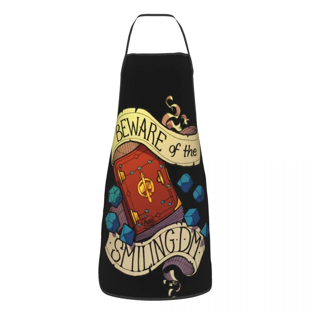 

Dnd Dice Dnd Dice Kitchen Cuisine Apron Polyester Beware of the Smiling Dungeon Master Pinafores for Men Women Chef Hotel