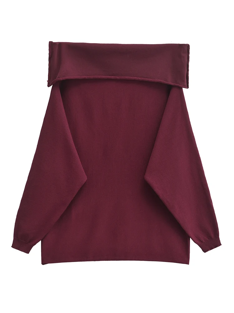 KAOPU ZA женский однотонный вязаный свитер из шерсти и шелка винтажный пуловер с