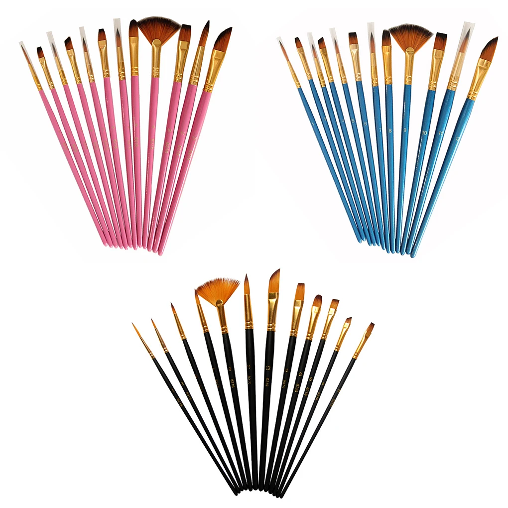 

12PCS Set Artist Painting Brushes Pens Kit Painter Students Watercolor Oil Painting Drawing Wooden Paint Brushes