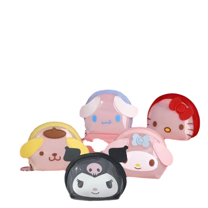 

Kawaii Sanrioed My Melody Kuromi Cinnamorollmini Clear Coin Purse Anime Outgoing Portable Headphone Lipstick Cute Storage Bag