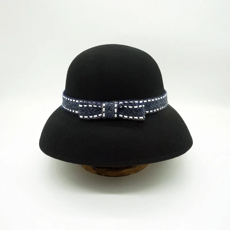 

Шляпа-«Колокол» Женская Зимняя шерстяная, элегантная Федора в стиле Хепберн, с широкими полями, фетровая шляпа от солнца