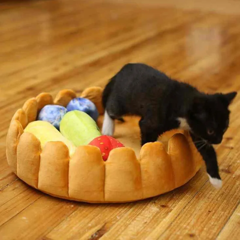 

Fruit Tart Dog Cat Bed Cotton Cake Shaped Pet Bed House Soft Sleep Nest Pet Bed Soft Warm Cozy Cushion For Dog Cat