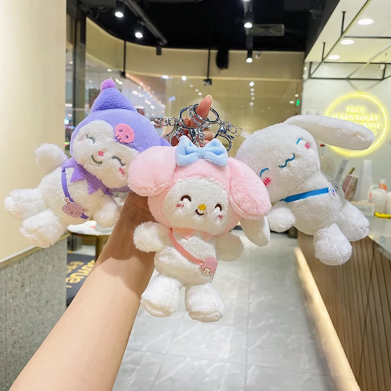 

15cm Sanrio Kuromi Cinnamoroll My Melody Pompom Purin Plush Doll Keychains Pendant Anime Kawaii Soft Stuffed Dolls Kid Gift