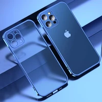 luxury plating square frame transparent silicone case for iphone 13 12 11 pro max mini x xr 7 8 6s plus se case clear back cover