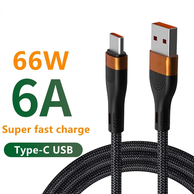 

Кабель USB Type c 6A для Huawei mate 40 P40 p30 pro Honor, быстрая зарядка, кабель 2 м для Xiaomi Redmi Note 7 8 Pro 66 Вт, кабель Type-c