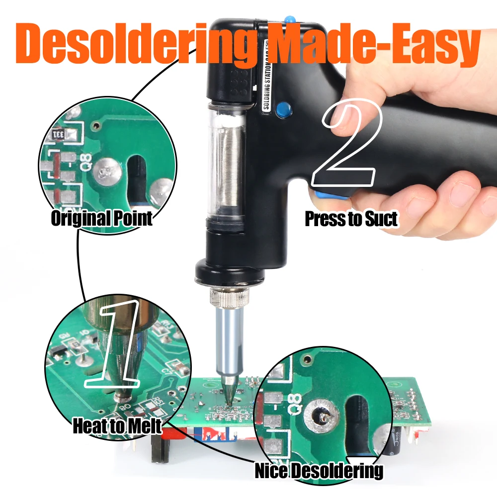 Silverflo 948 Desoldering Station 90W Suction Tin Gun Electric Vacuum Solder Sucker For IC Chips In-Line Pins Repair |