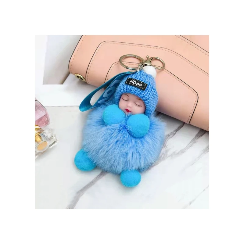 

Plush Keychain Sleeping Baby Decorations Soft Cute for Backpacks Kids Gift