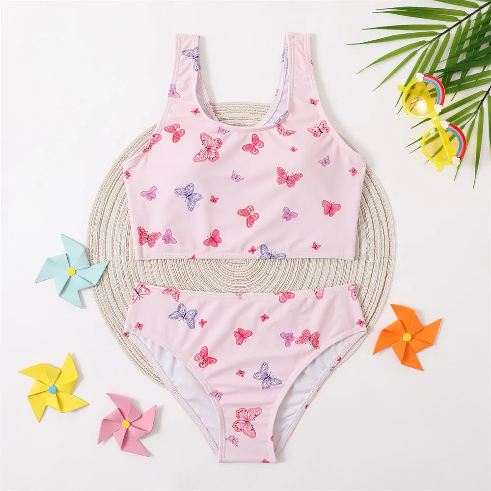 

Женский раздельный купальник с принтом бабочки, модель 2023