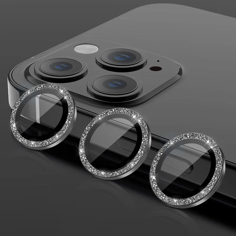 Защитные линзы для камеры iPhone 13 12 Pro Max светящиеся блестящие стеклянные