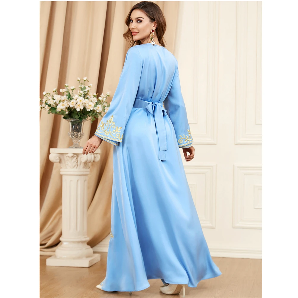 Роскошное мусульманское платье-абайя для женщин Eid Arabic Femme вечернее платье Jalabiya с