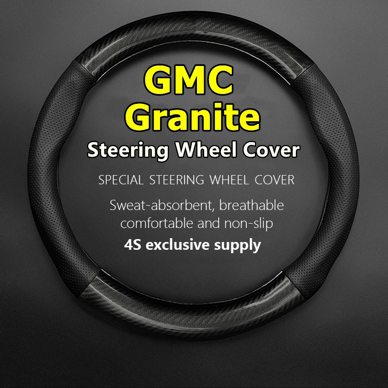 

For GMC Granite Steering Wheel Cover Leather Carbon Fiber 2013 2014 2015