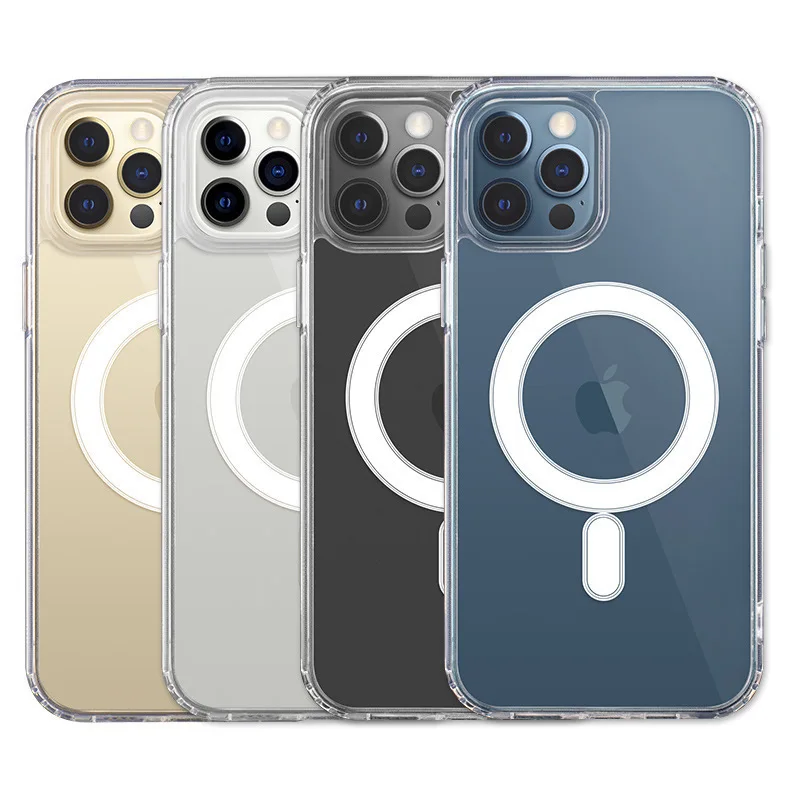 

Luxury transparent silicone case for iPhone 11 Pro Max 12 13 Mini x XS XR MAX 7 8 plus magnetic case with wireless charger cover