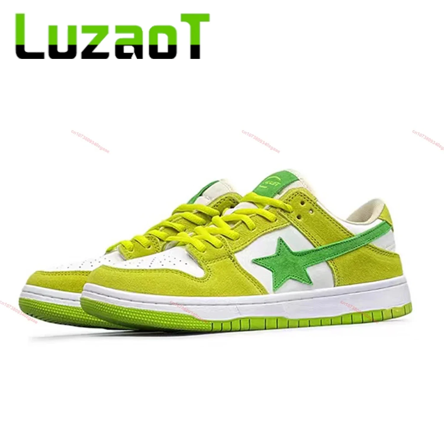 

LUZAOT Skate Shoes Men Star Skateboard Shoes Women Flat Y2k Sneakers Genuine Leather Suede Green Vintage Street Skate Sneakers