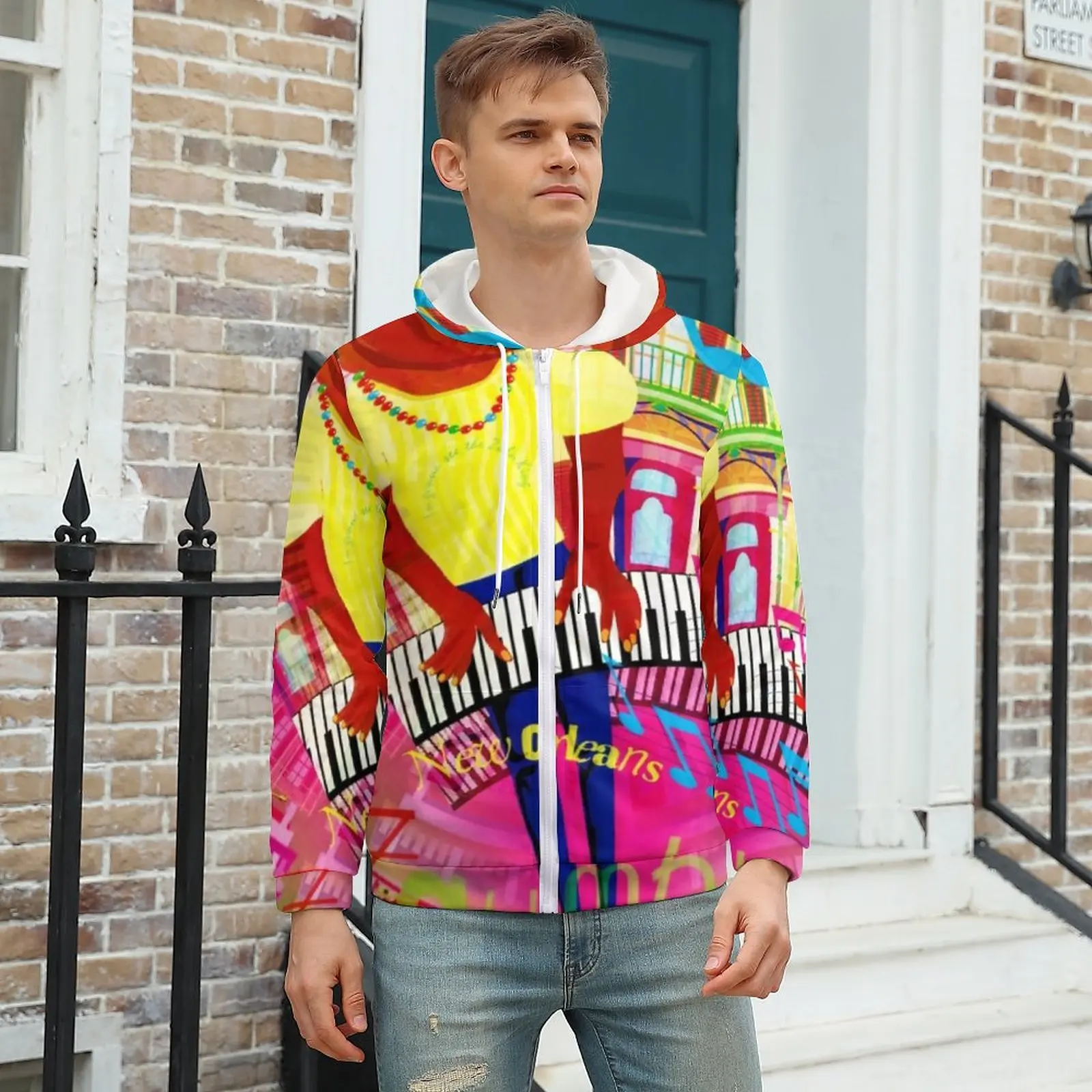 

Jazz Festivals Hoodies JAZZ GUMBO Professor Polyester Zip Up Hoodie Streetwear Autumn Hoodie Plus Size 5XL