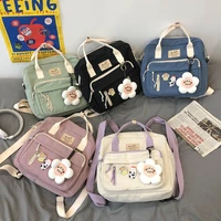 lovely multifunctional backpack teenage girl ring buckle portable travel bag female small schoolbag badge women backpacks lovel