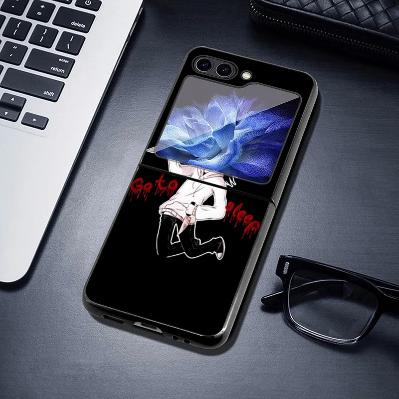 Чехол для телефона Samsung ZFlip6 5G Z-Flip5 Anime Jeff The Killer Galaxy Z Flip4 Flip3 Flip 6 5 4 3 черный чехол