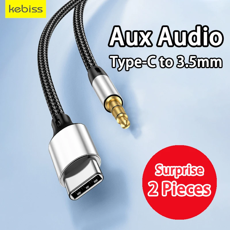 2PCS Type C to 3.5mm Aux Audio Cable Headset Speaker Headphone Jack Adapter Car Aux for Samsung S20 21 Xiaomi Redmi Huawei Honor