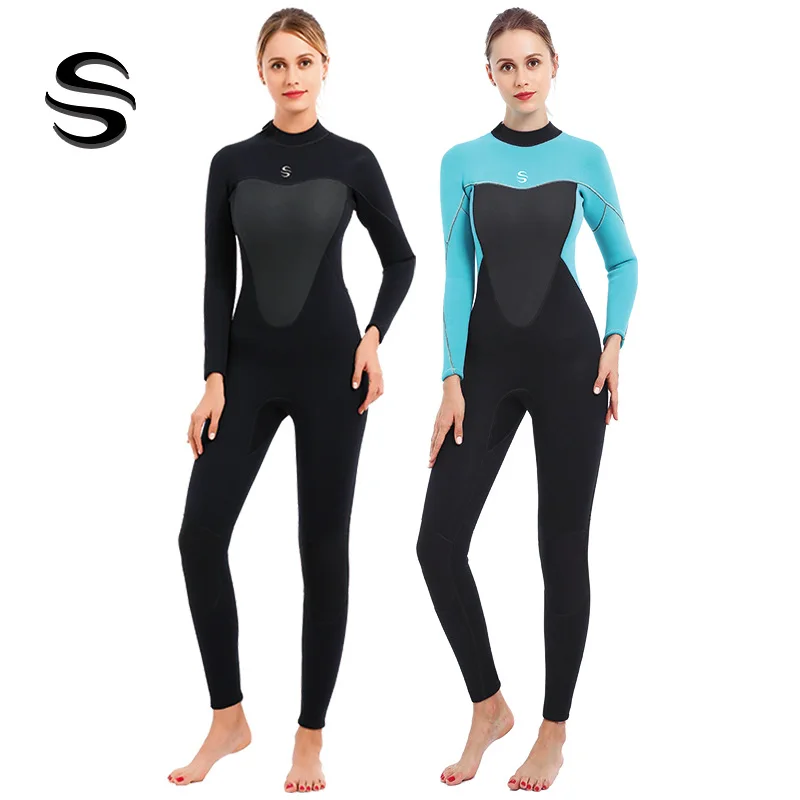 Embossed Wetsuit Women's 3/2mm One-piece Surf Suit Swimsuit Sunscreen Warm | Wetsuits