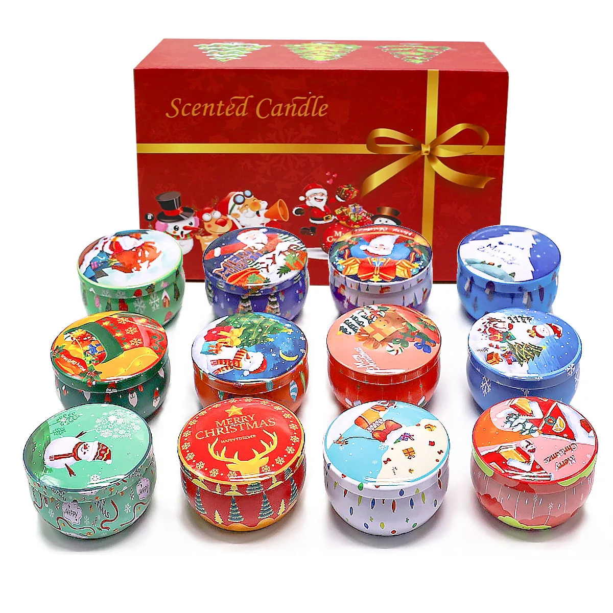 

2022 Christmas Scented Candles Set Plant Essential Oil Soy Wax Aromatherapy Candle Festive Party Atmosphere Guest Gifts Box