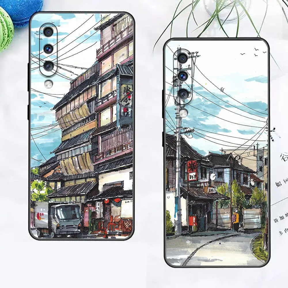 

Japan Street Scenery Hand Painted For Galaxy A70 Case For Samsung Galaxy A90 A80 A70 S A60 A50 A40 A30 S A20 S E A10 E A9 Cover