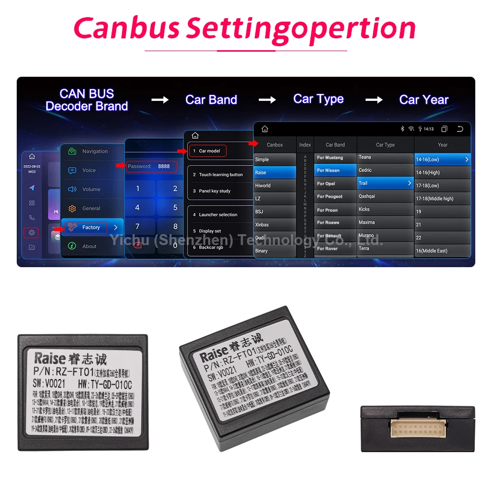 Фото Декодер Canbus Raise RZ-FT01 для Toyota Corolla, Camry, CHR, RAV4, Spade, Yaris, Prius: Кабель питания для Android автомагнитол №4