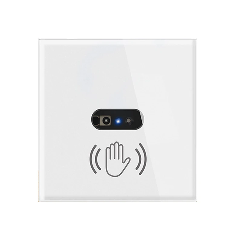 

Smart Wall Light Switch Infrared Sensor Glass Display Panel UK Neutral Wire 220V 10A No Touch Needed EU 10cm Sensing Distance