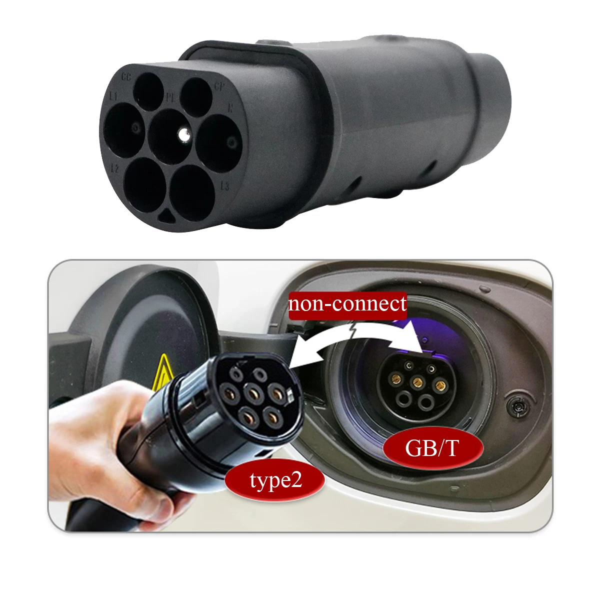 Адаптер для зарядного устройства GBT EV типа2 IEC62196 для автомобилей Chinese vw id4 xiaopeng NIO BYD BJEV.