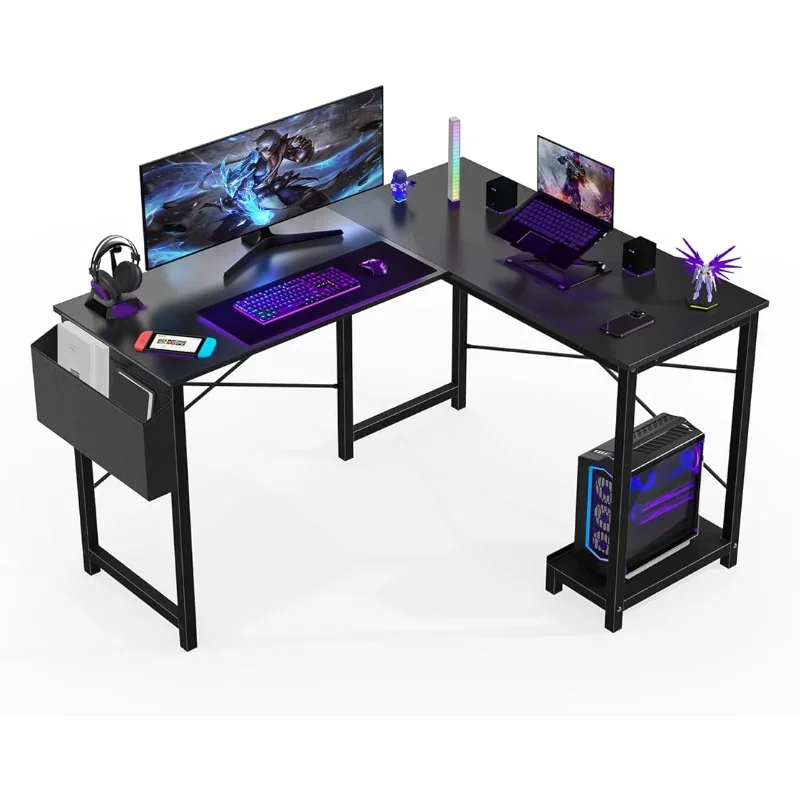 

L-образный стол, компьютерный стол, Угловые столы, игровой стол, компьютерный стол с подставкой для процессора, Боковая Сумка