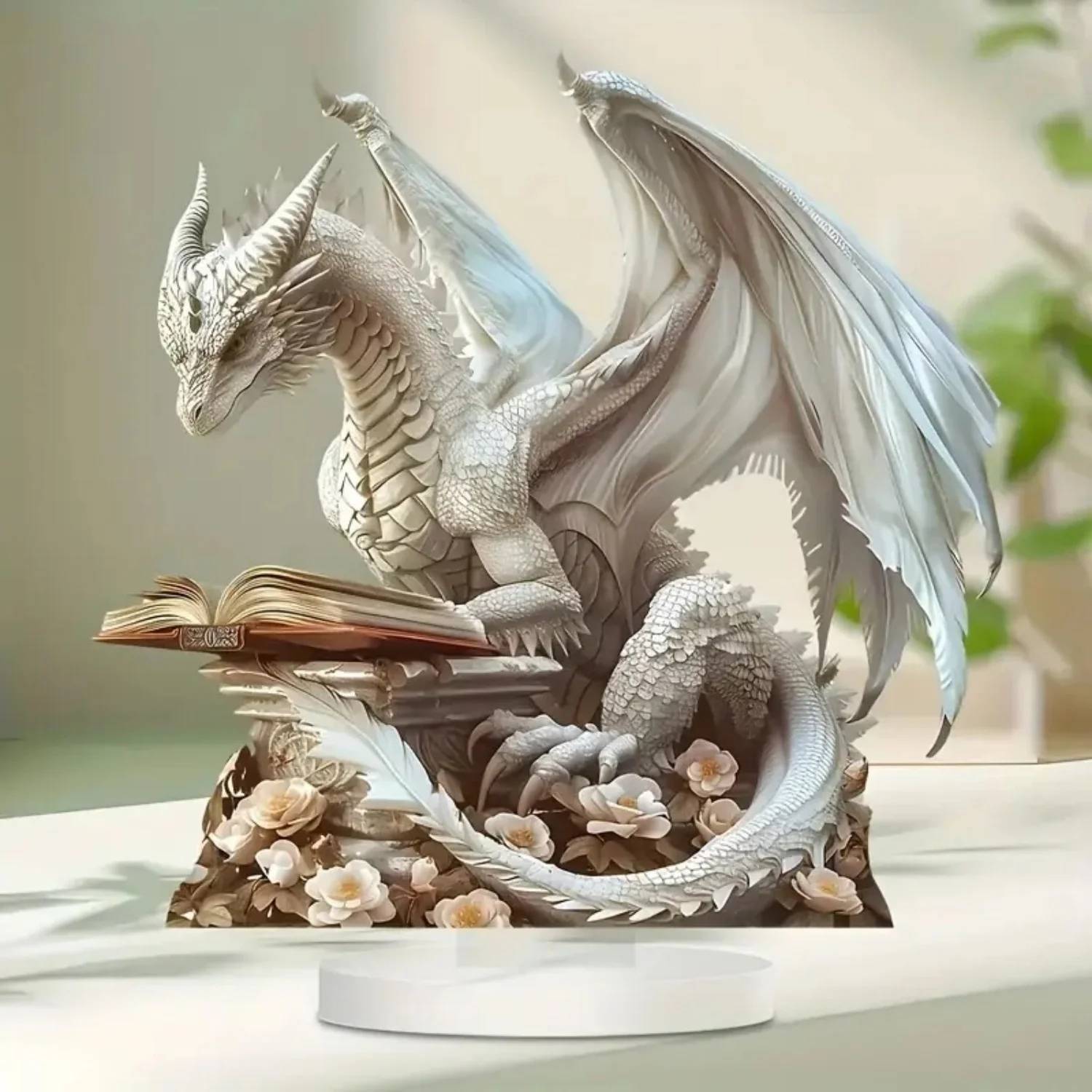 

Статуя Белого Дракона, Акриловая 2D Плоская Фигура, Декоративное Произведение Искусства Для Домашнего Офиса, Кафе, Студии