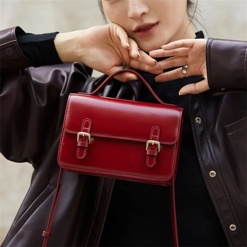 

2022 Top Quality 100% Leather Fashion Messenger Bag For Women Female Shoulder Bag Casual Ladies Crossbody Bags Mini Handbags