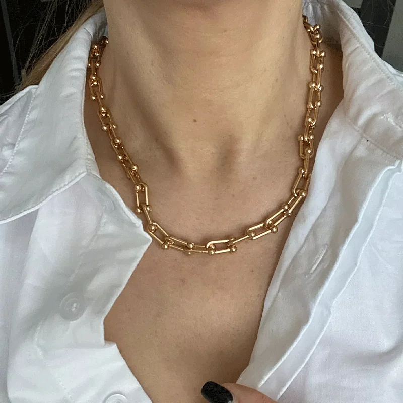 Ожерелье из нержавеющей стали 316L в стиле панк массивные U-образные цепи ожерелья