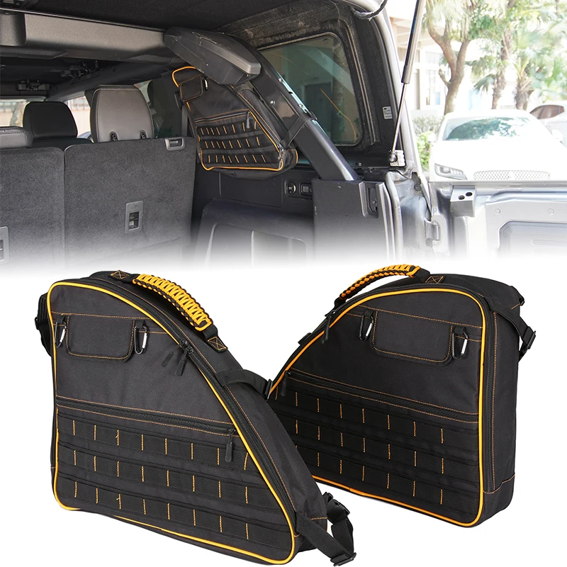 

1 пара задних багажников на крыше, сумка для хранения, карманы, внутренние боковые двери, подвесные сумки-органайзеры для Ford Bronco, 4 двери 2021-2023