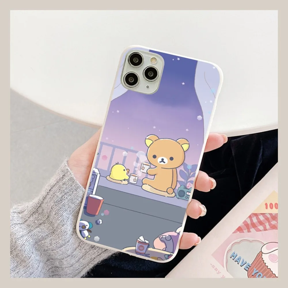 Cute Rilakkuma Phone Case For IPhone 14 11 12 13 Mini Pro Xs Max 8 7 6 6S Plus X XR Solid Candy Color