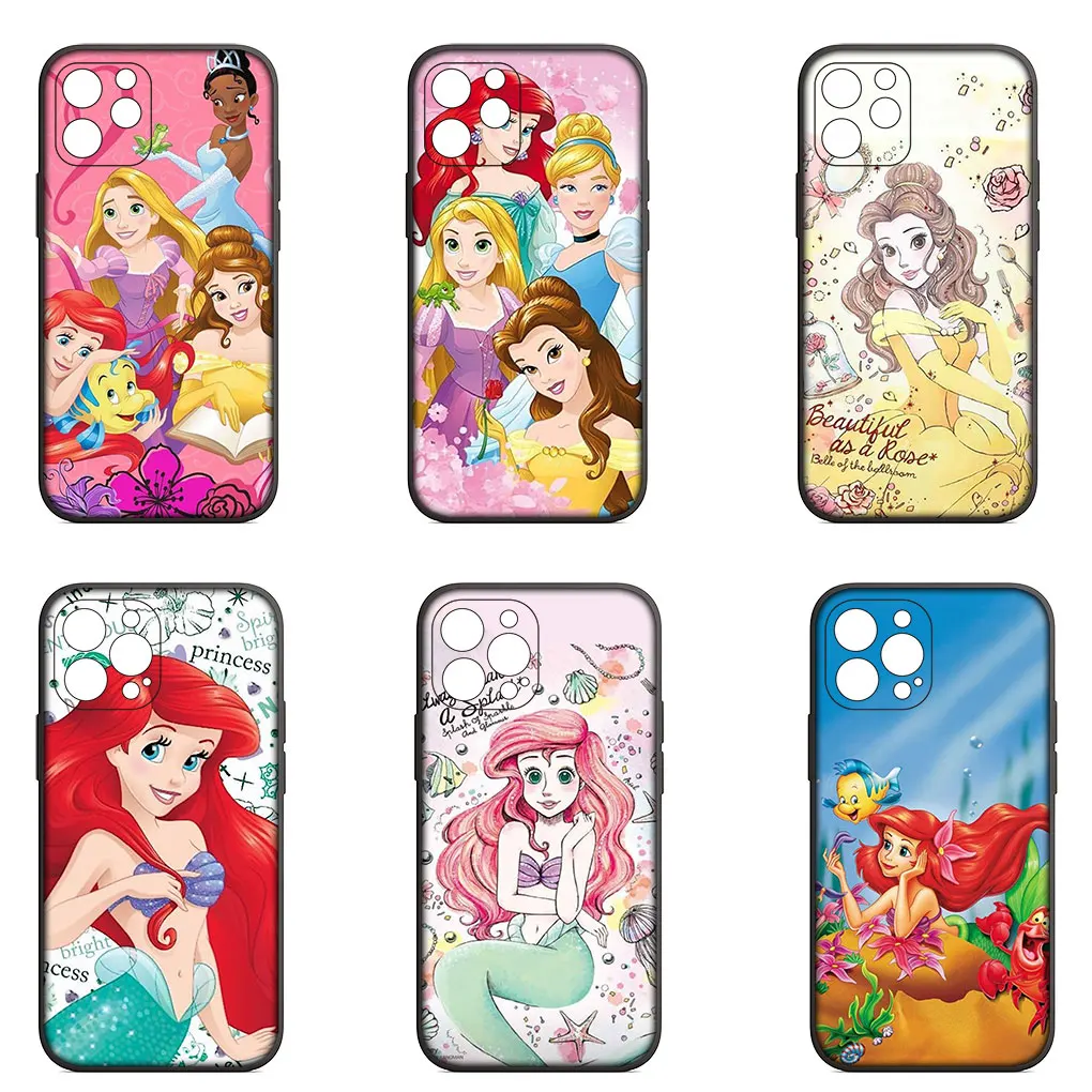 Мягкий чехол D-Disneys Princess для iPhone 16 15 14 13 12 Mini Pro XS Max X XR 7 8 Plus + 15+ телефона