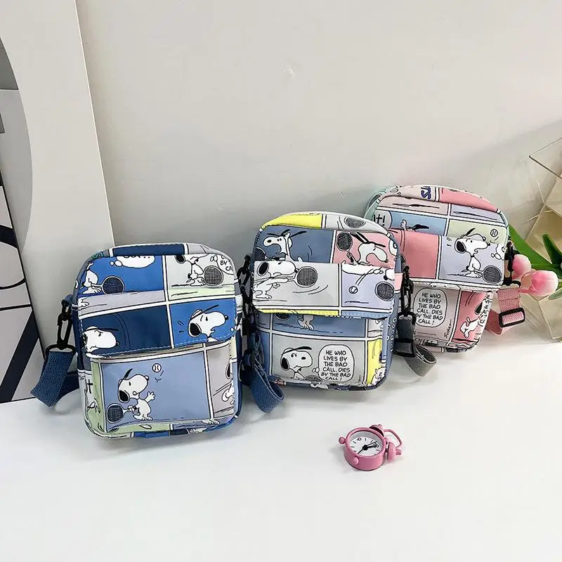 

Kawaii Snoopy Cartoon Cute Messenger Bag Mobile Phone Bag Zero Purse One Shoulder Small Square Bag Leisure Bag Tote Bag