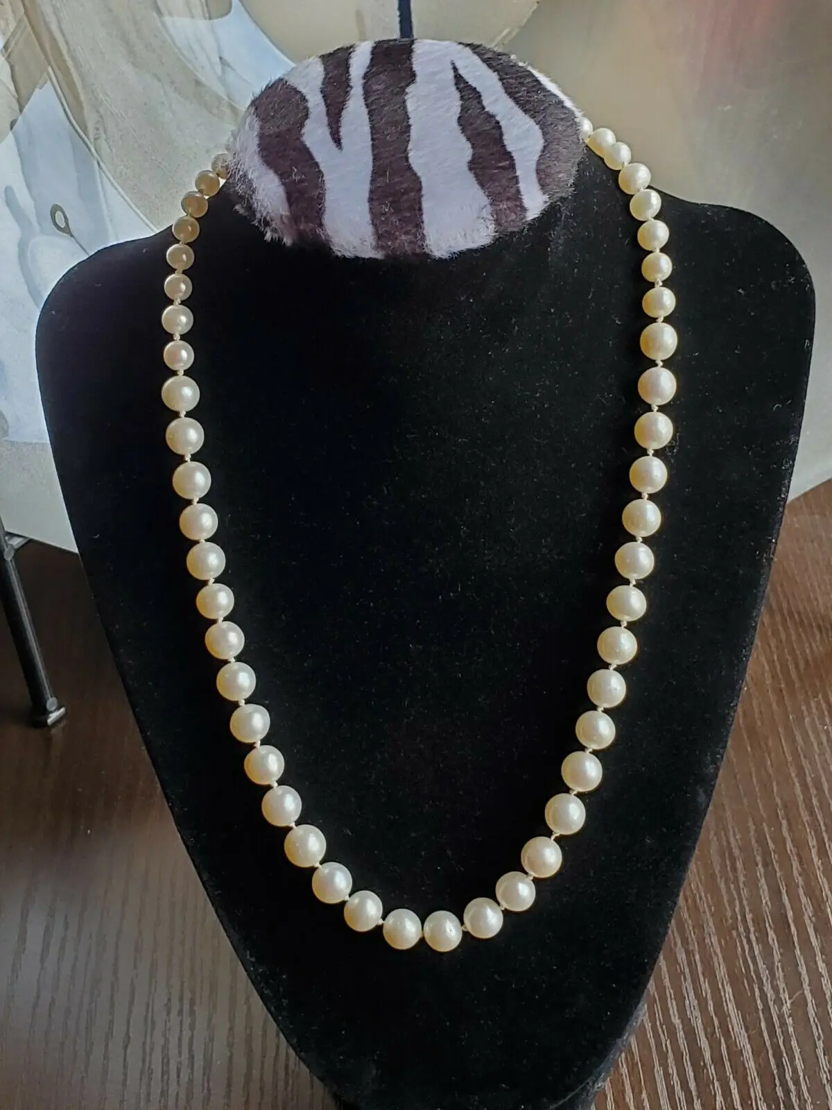 

9-10mm Vintage Natural Fresh Water Pearl Necklace Strand 19" Length