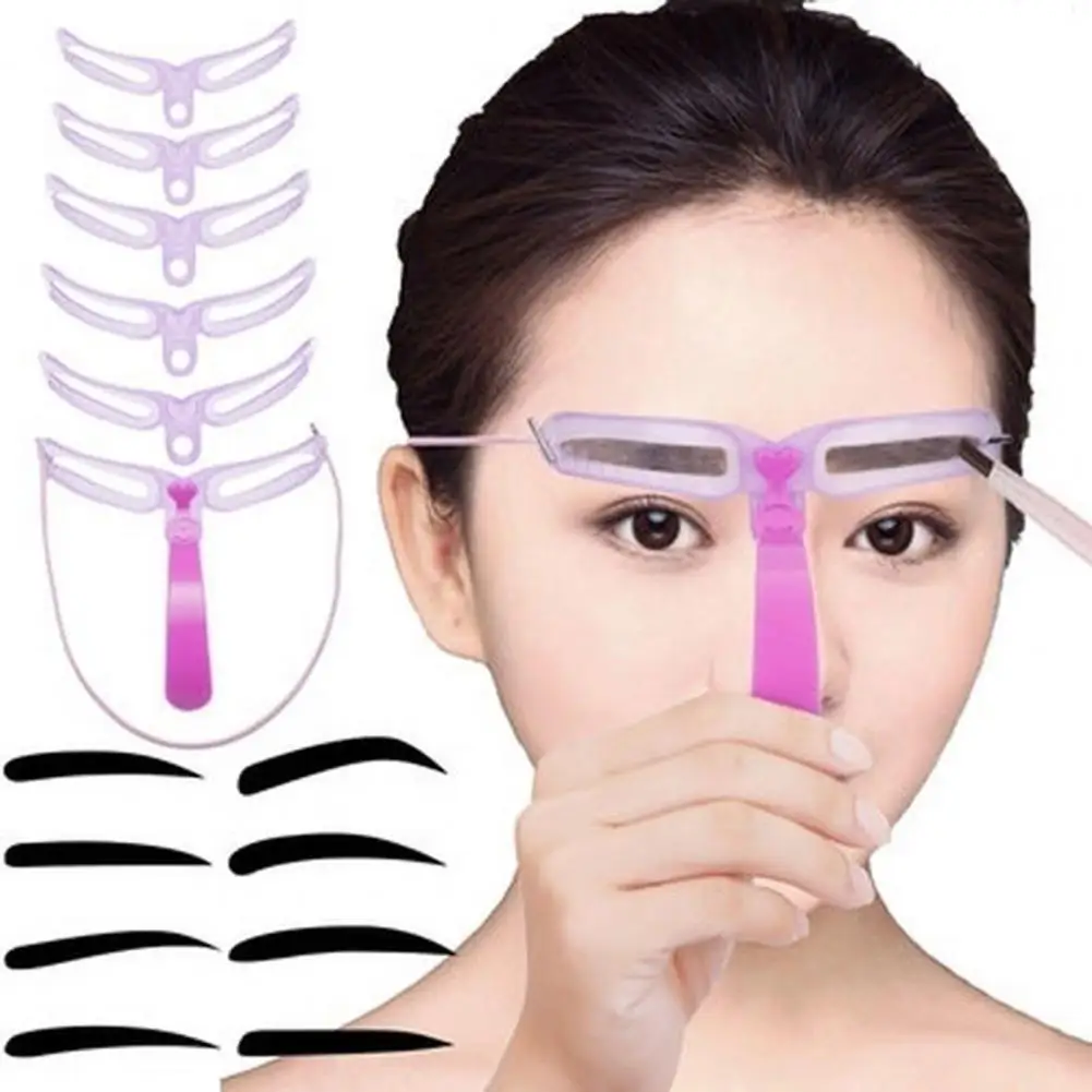 

Anti-fall Durable Eyebrow Stencil with Handle Strap Plastic Eyebrow Shaper Use Easily for Gift