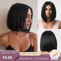 short straight bob wigs black synthetic wigs for black women middle part wigs cosplay daily natural hair wig heat resistant