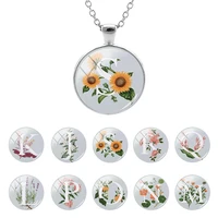 joinbeauty flower a z alphabets 25mm glass cabochon chain pendant necklace design creative gifts for decoration jewelry fhw205
